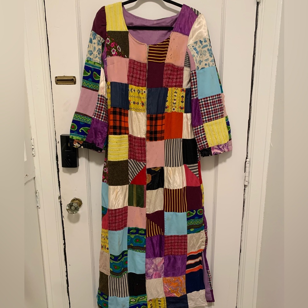 Vintage Handmade 1970s Patchwork Quilt Dress - Picture 3 of 11